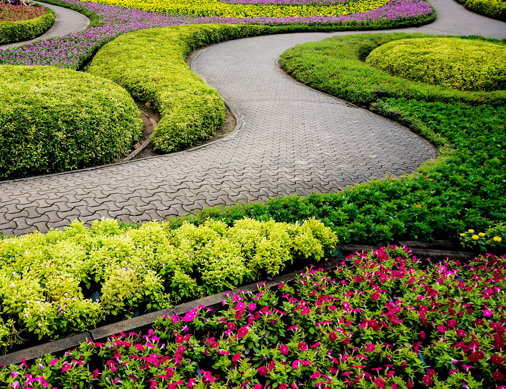 Stone walkway and beds
